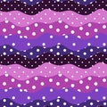 Polka dot and waves. Cute seamless pattern in color of petal of flower morning-glory
